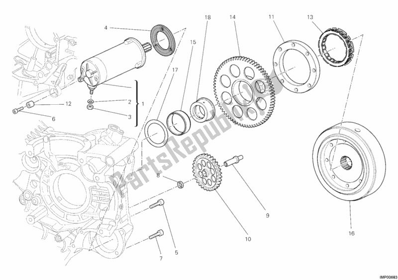 All parts for the Starting Motor of the Ducati Diavel Carbon USA 1200 2012